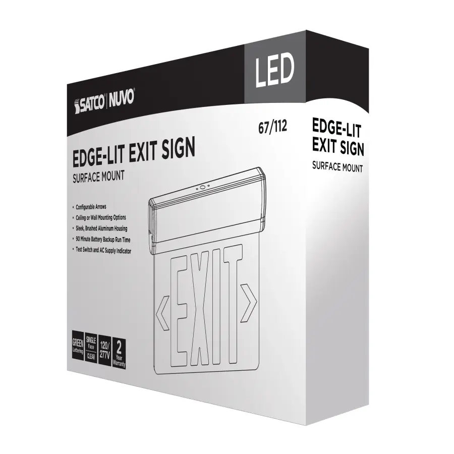 Green LED Edge-Lit Exit Sign with Battery Backup - Image 9