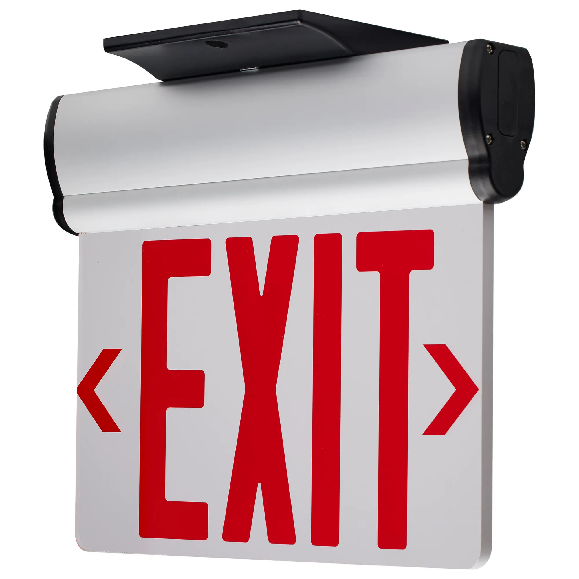 Red LED Edge-Lit Exit Sign with Battery Backup