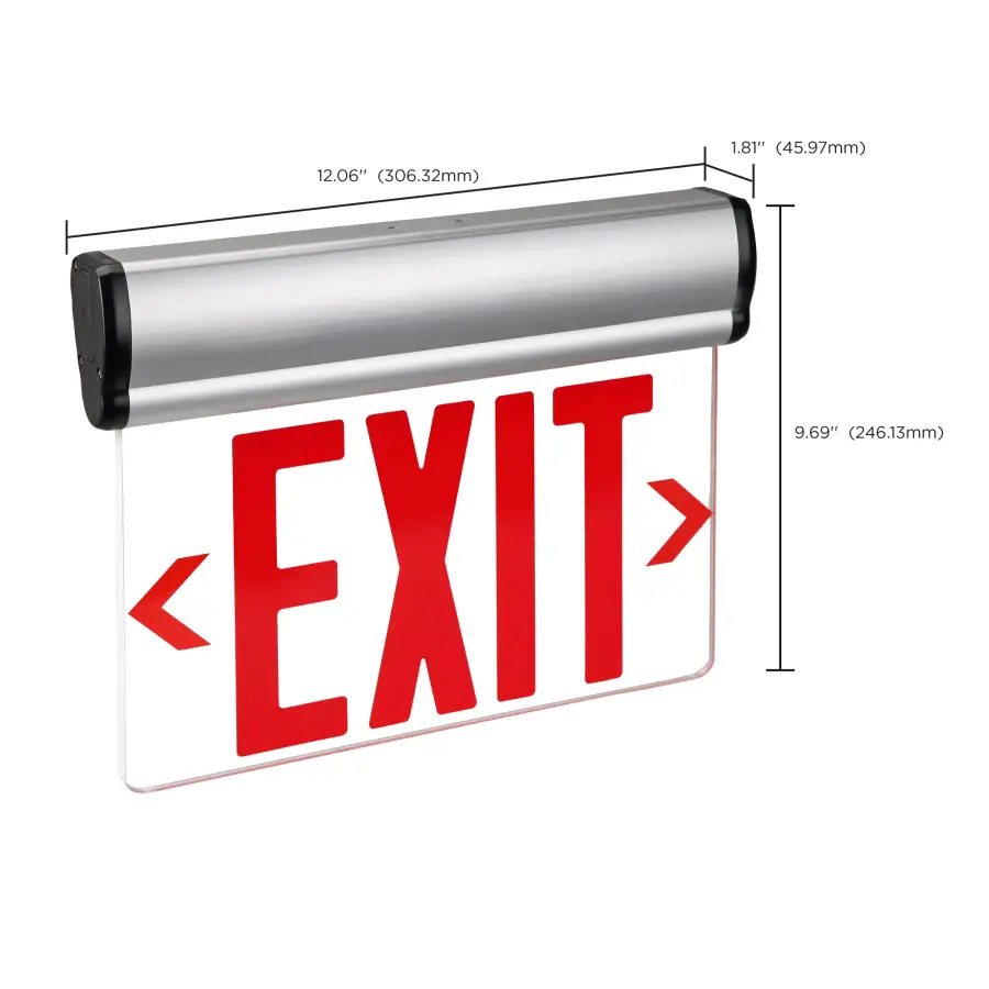 Red LED Edge-Lit Exit Sign with Battery Backup - Image 11