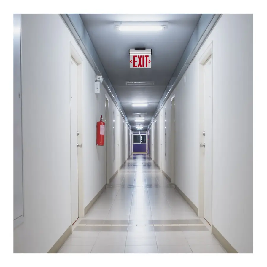 Red LED Edge-Lit Exit Sign with Battery Backup - Image 12