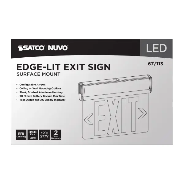 Red LED Edge-Lit Exit Sign with Battery Backup - Image 5
