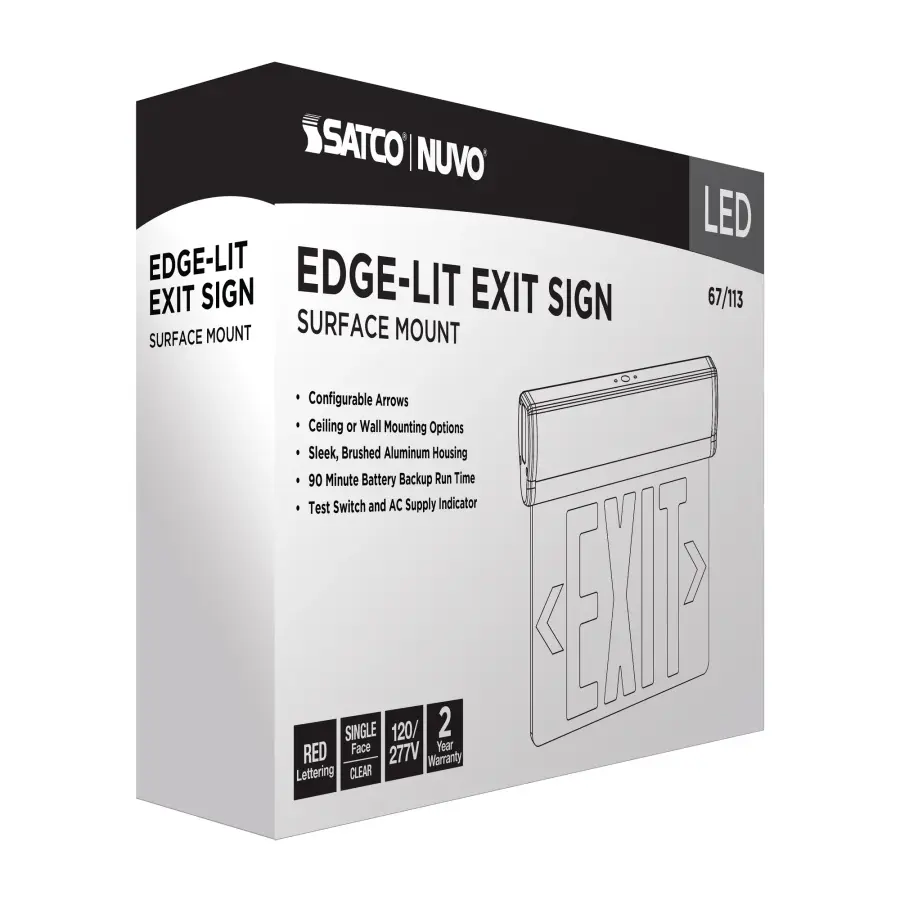 Red LED Edge-Lit Exit Sign with Battery Backup - Image 10