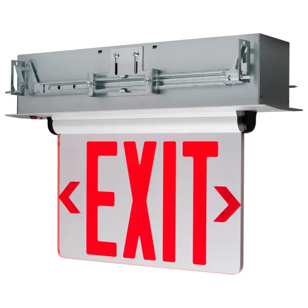 Red Mirror Edge Lit LED Exit Sign - Dual Face - Image 1