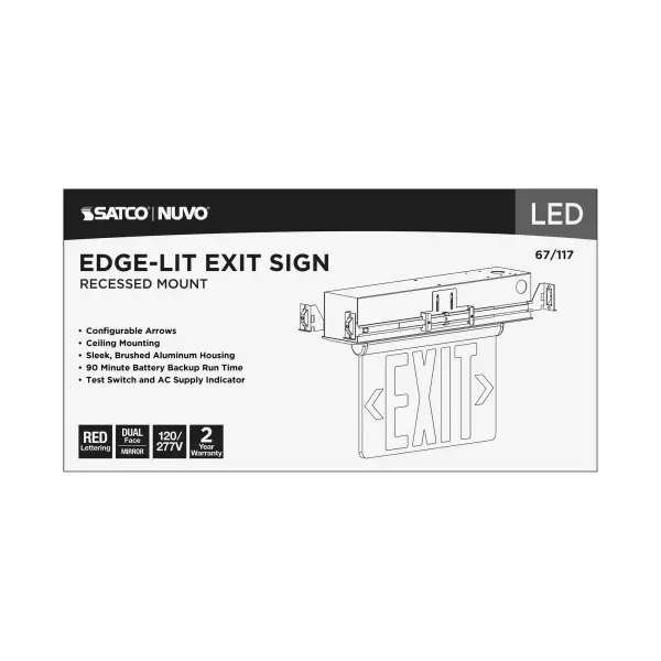 Red Mirror Edge Lit LED Exit Sign - Dual Face - Image 13