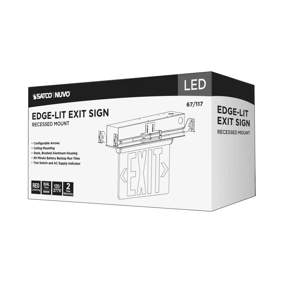 Red Mirror Edge Lit LED Exit Sign - Dual Face - Image 15