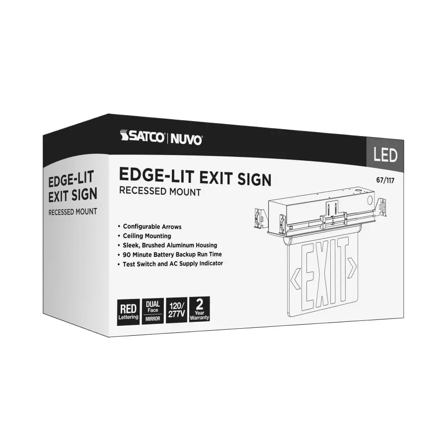 Red Mirror Edge Lit LED Exit Sign - Dual Face - Image 16