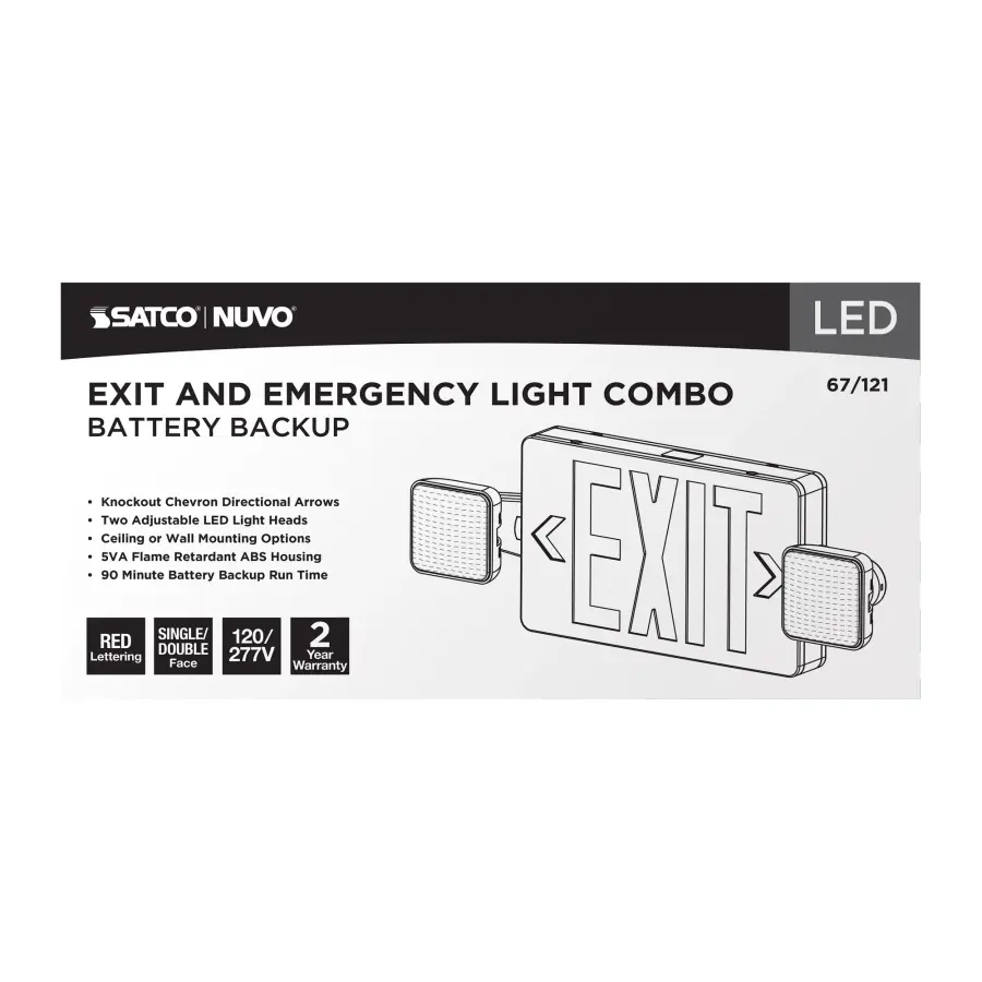 LED Exit Sign with Emergency Light Combo - Image 6