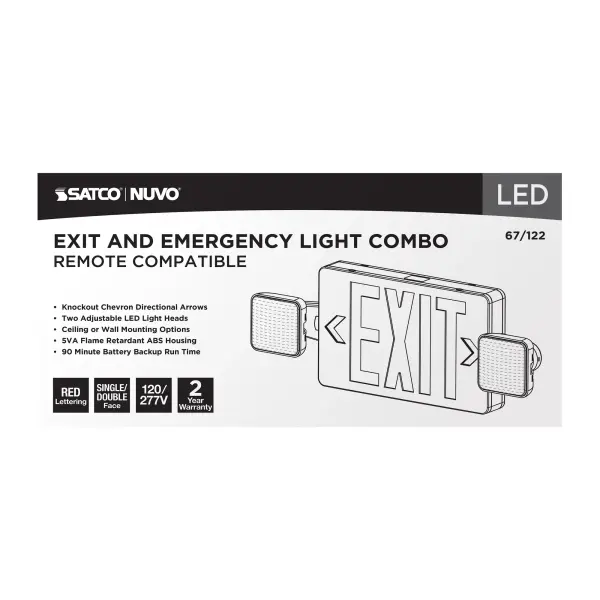LED Exit Sign with Emergency Light Combo - Image 6
