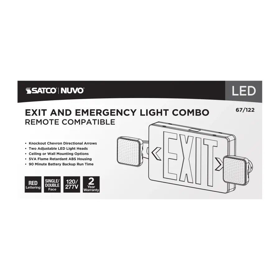 LED Exit Sign with Emergency Light Combo - Image 6