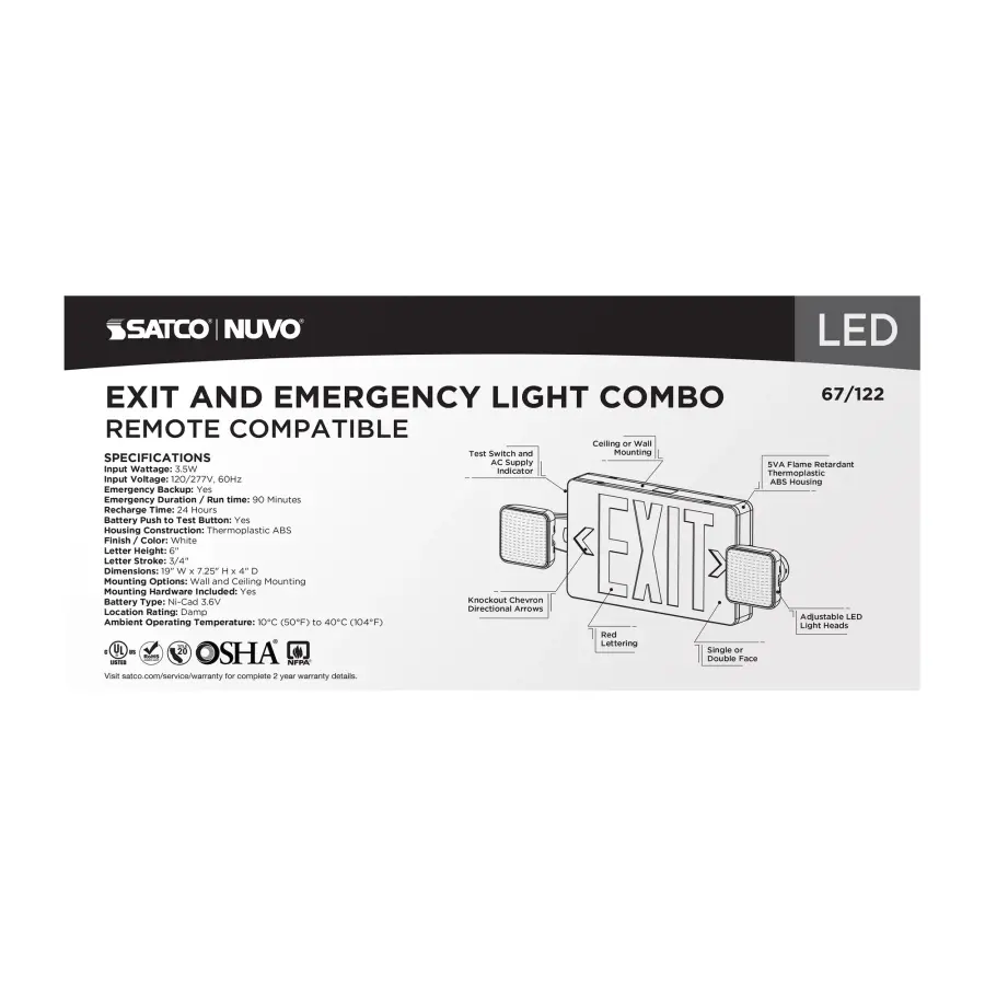 LED Exit Sign with Emergency Light Combo - Image 7