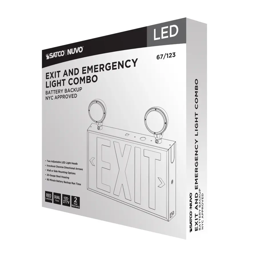 LED Exit Sign with Emergency Light Combo - NYC Approved - Image 12