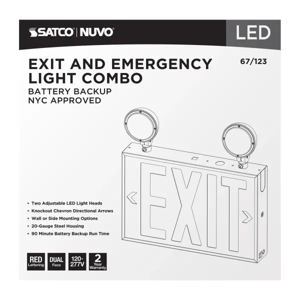 LED Exit Sign with Emergency Light Combo - NYC Approved - Image 8