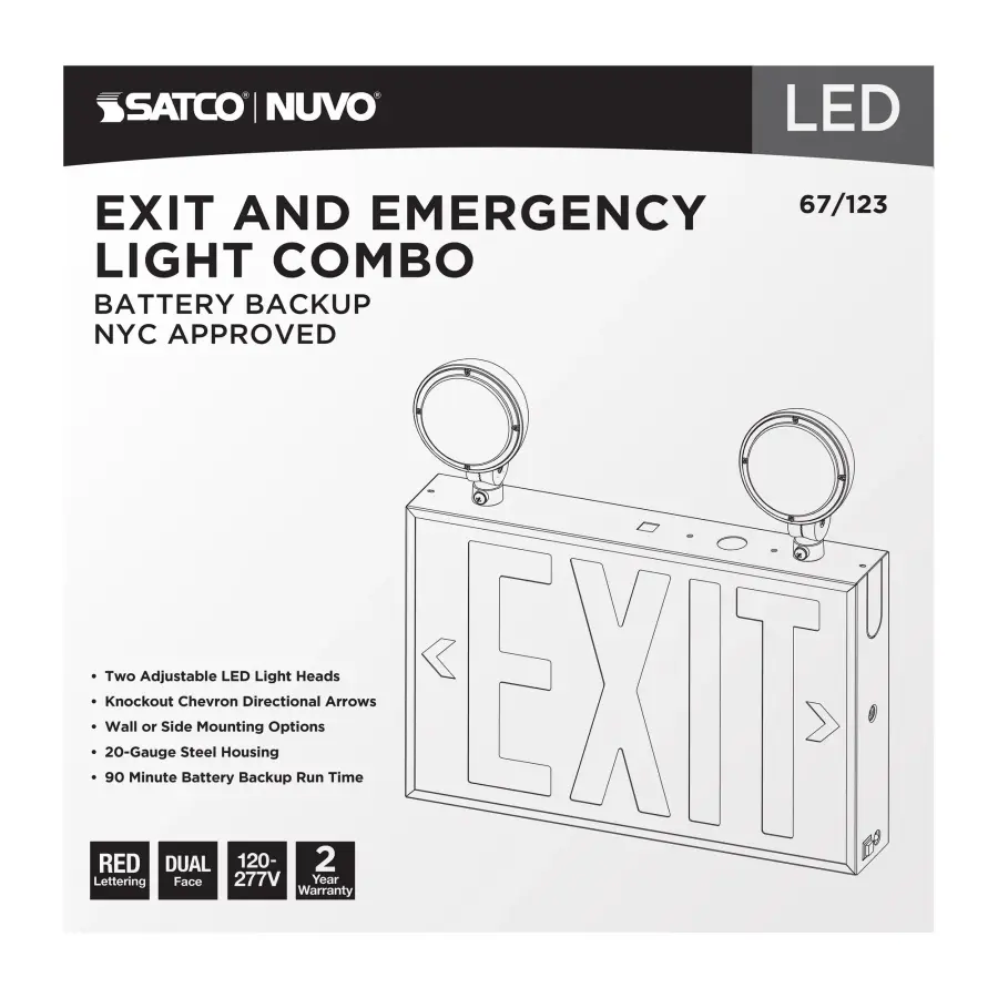 LED Exit Sign with Emergency Light Combo - NYC Approved - Image 8