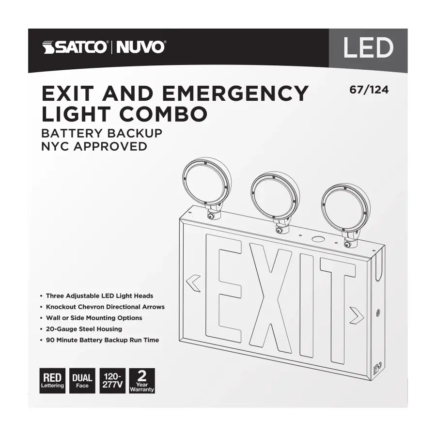 NYC Approved LED Exit Sign with Emergency Light Combo - Image 8