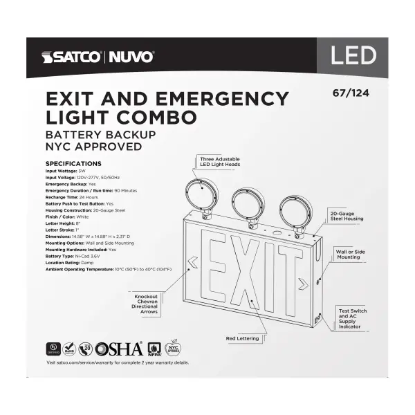 NYC Approved LED Exit Sign with Emergency Light Combo - Image 9