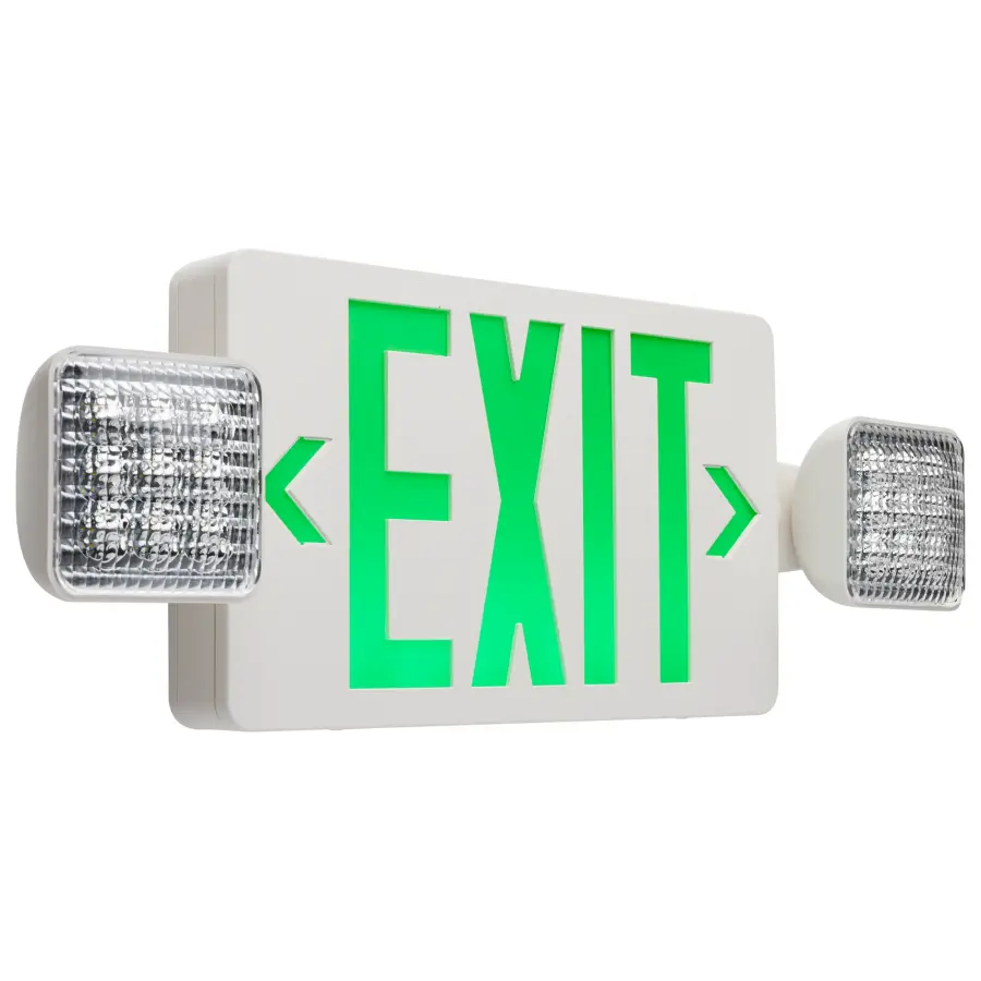 LED Exit Sign & Emergency Light Combo - Green - Image 1