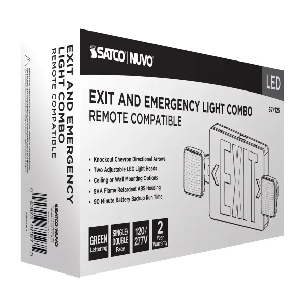 LED Exit Sign & Emergency Light Combo - Green - Image 11