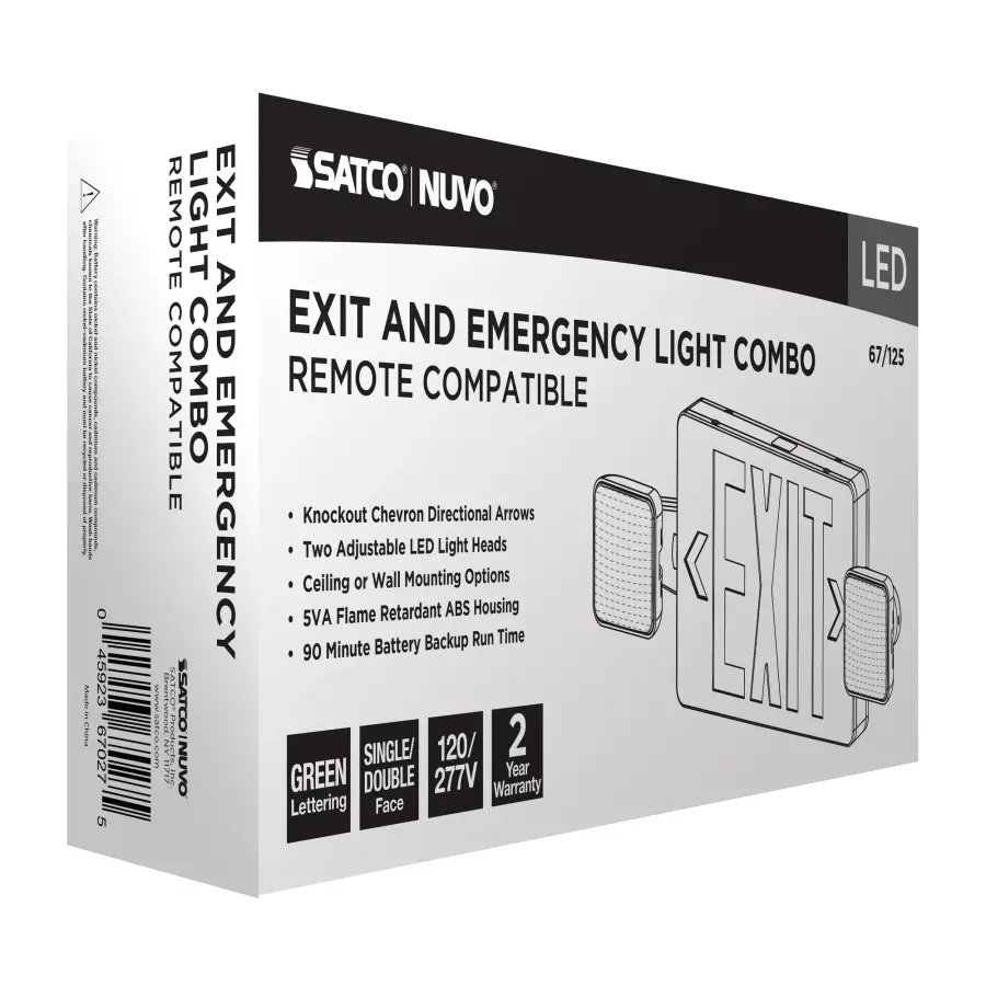 LED Exit Sign & Emergency Light Combo - Green - Image 11