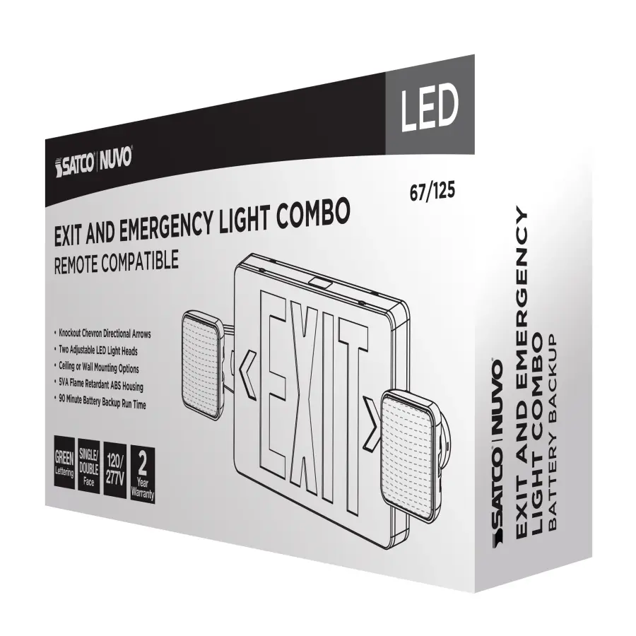 LED Exit Sign & Emergency Light Combo - Green - Image 10