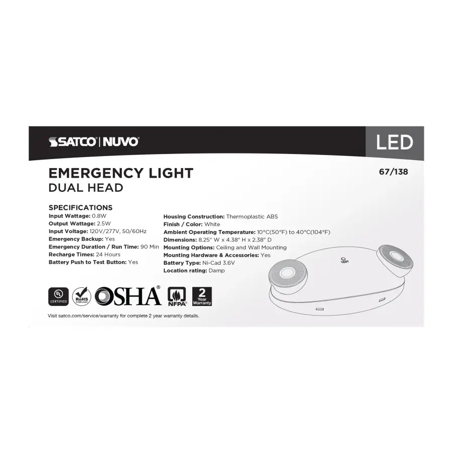 LED Emergency Light - Dual Head with Battery Backup - Image 7