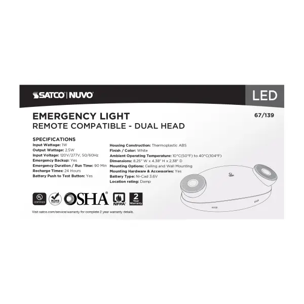 Dual Head LED Emergency Light with Battery Backup - Image 7
