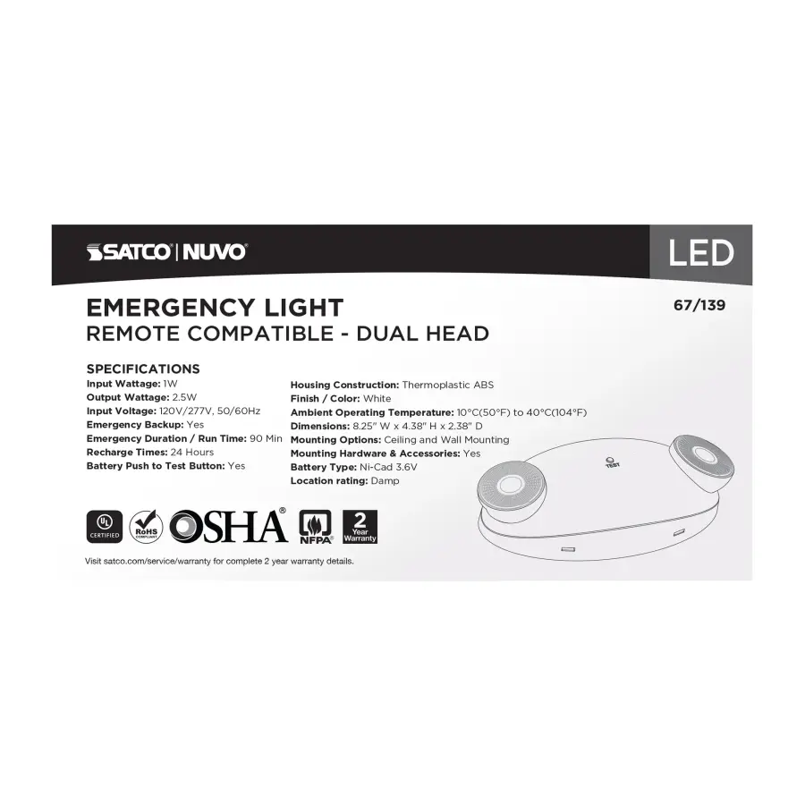 Dual Head LED Emergency Light with Battery Backup - Image 7