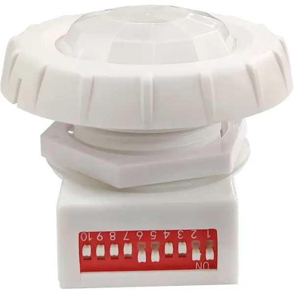 Versatile PIR motion sensor designed for commercial and residential area lighting applications. Compatible with 12-24V control systems and 277-480V high-voltage installations, ideal for warehouses, parking areas, and security lighting. - alternate view
