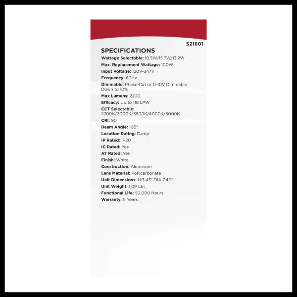 6-Inch LED Commercial Downlight - Field Selectable - Image 8