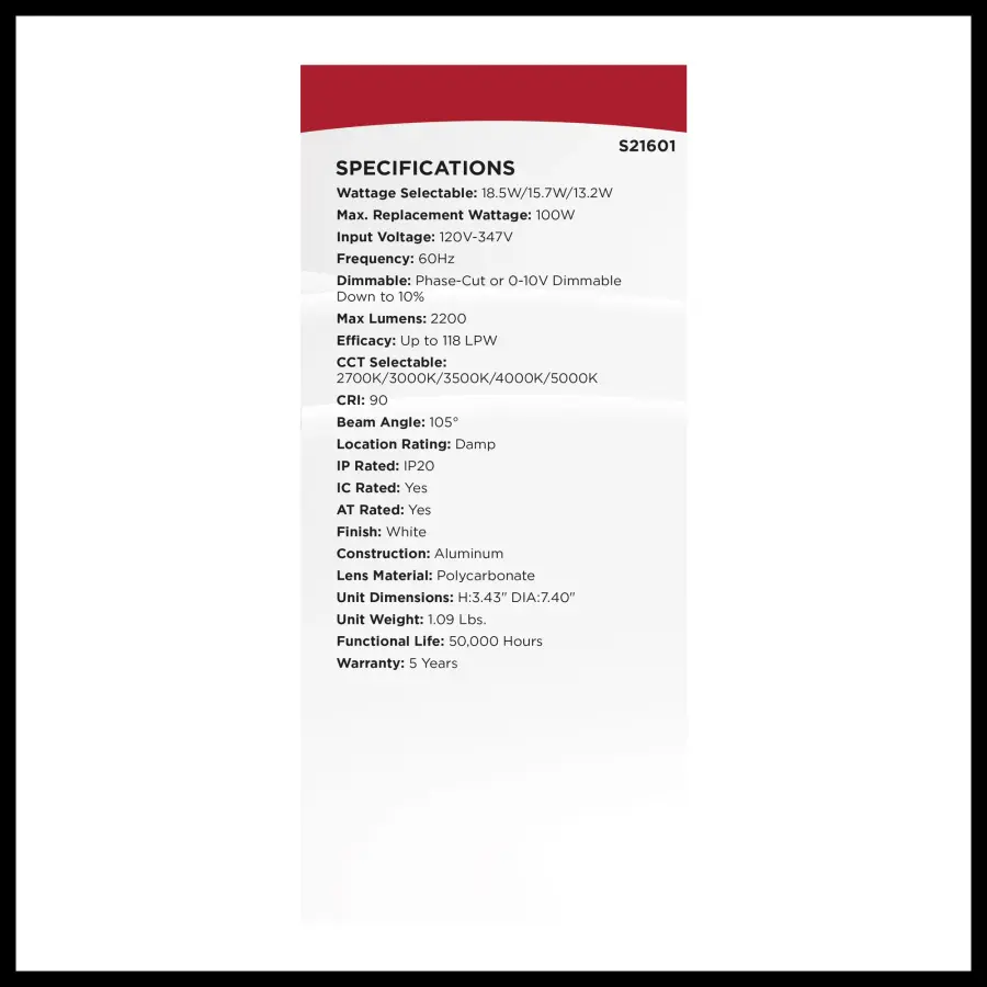 6-Inch LED Commercial Downlight - Field Selectable - Image 8