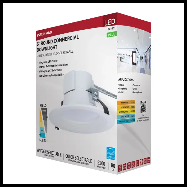6-Inch LED Commercial Downlight - Field Selectable - Image 9
