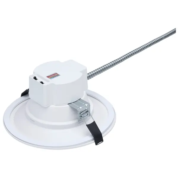This 8-inch commercial downlight offers exceptional flexibility with field-selectable wattage and color temperature, 90 CRI for superior color rendering, and dual dimming capability. Perfect for commercial spaces requiring adaptable, high-quality lighting. - alternate view