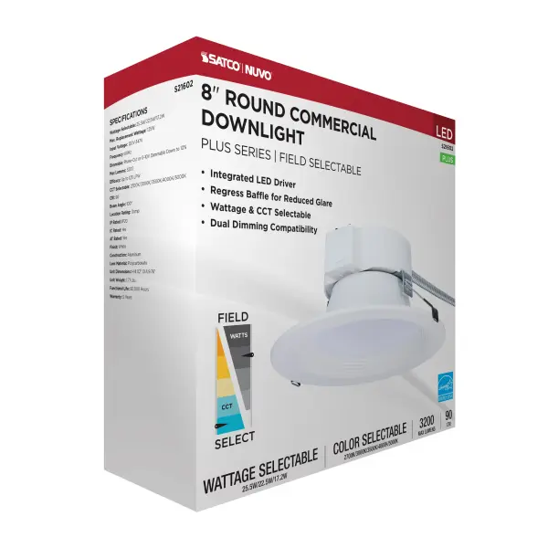 8-Inch LED Commercial Downlight - 25.5W Field Selectable - Image 10