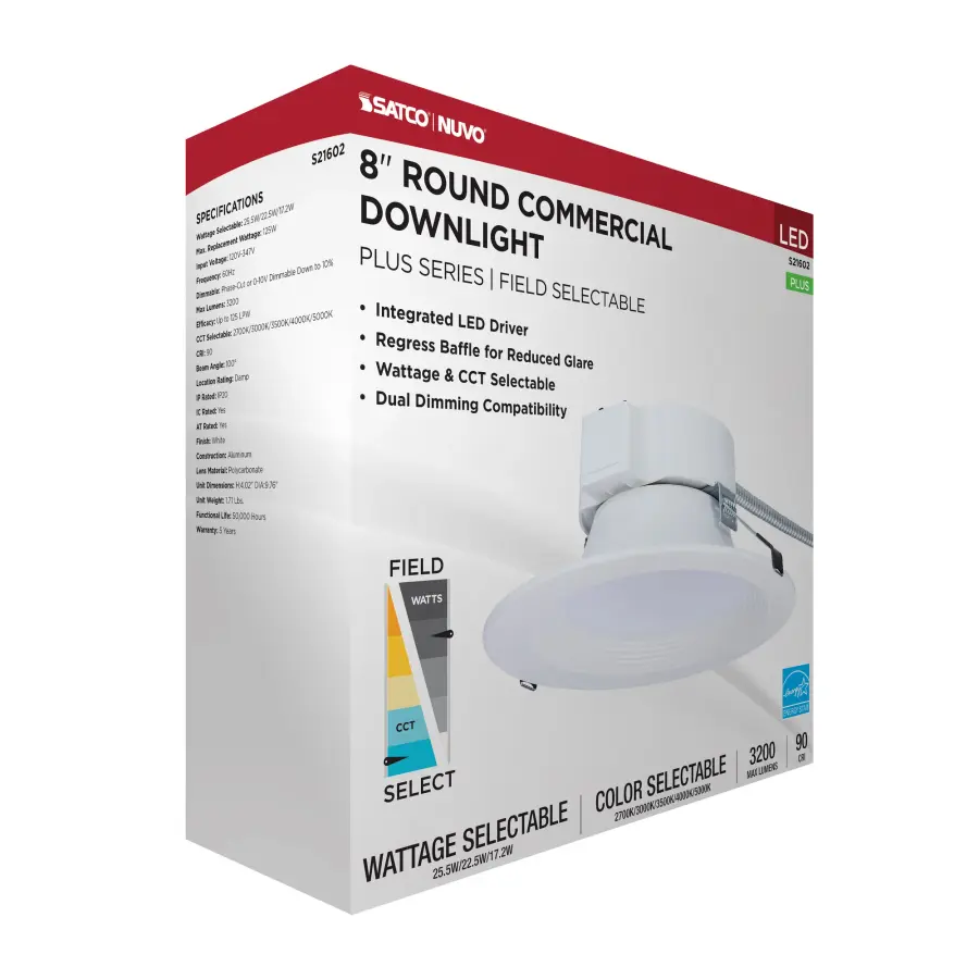 8-Inch LED Commercial Downlight - 25.5W Field Selectable - Image 10