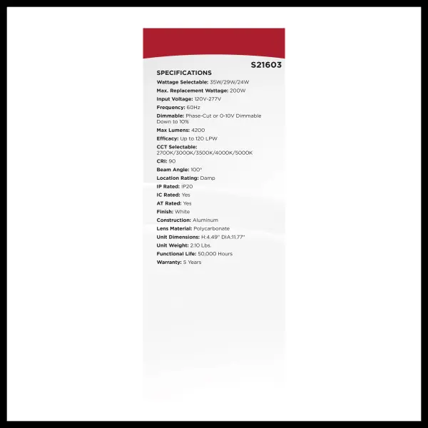 10-Inch LED Commercial Downlight - 35W Field Selectable - Image 8