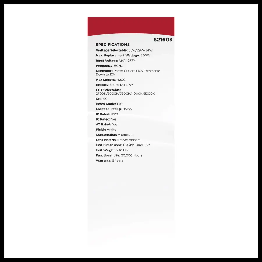 10-Inch LED Commercial Downlight - 35W Field Selectable - Image 8