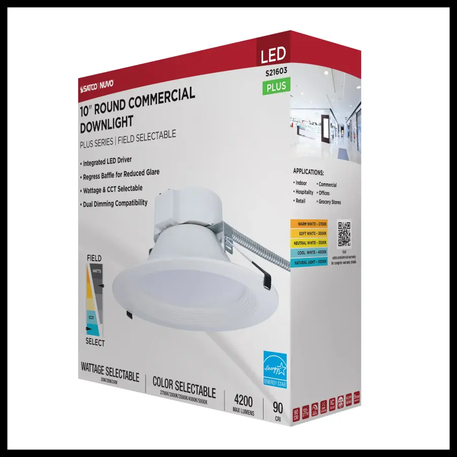 10-Inch LED Commercial Downlight - 35W Field Selectable - Image 9