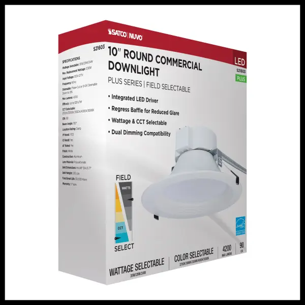 10-Inch LED Commercial Downlight - 35W Field Selectable - Image 10