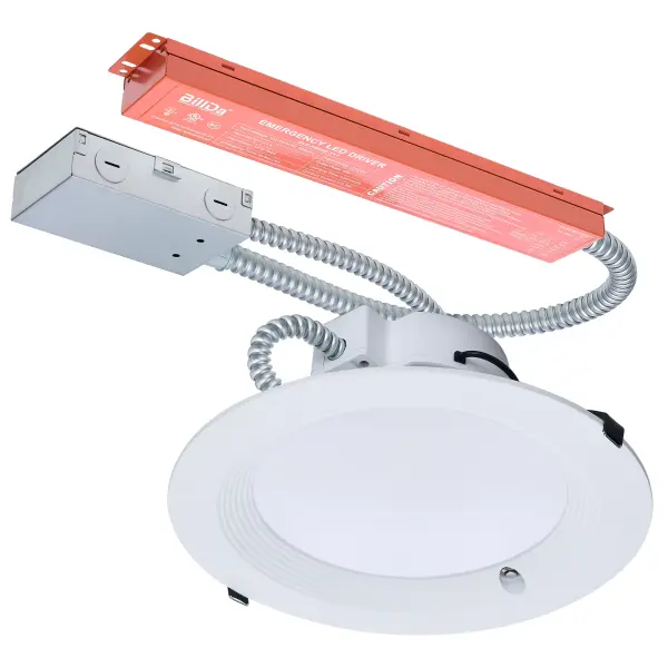 This 10-inch commercial downlight combines high-performance LED technology with emergency backup capability, making it ideal for code-compliant commercial installations. Features field-selectable wattage and color temperature.