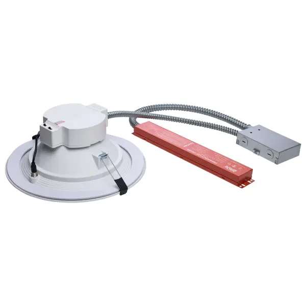 This 10-inch commercial downlight combines high-performance LED technology with emergency backup capability, making it ideal for code-compliant commercial installations. Features field-selectable wattage and color temperature. - alternate view