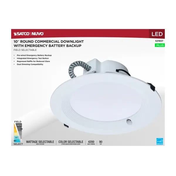 10-Inch LED Commercial Downlight with Emergency Backup - Image 9