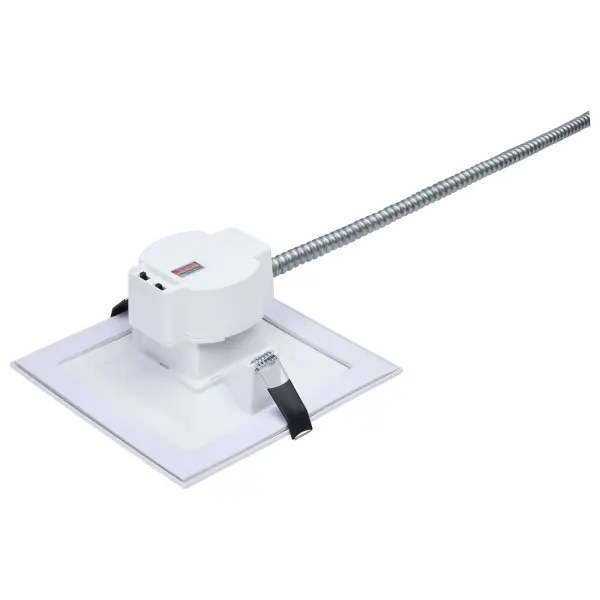 Professional-grade 6-inch square LED downlight offering field-selectable wattage and color temperature, 90 CRI illumination, and dual dimming capability. Ideal for commercial retrofits and new construction with wide voltage compatibility. - alternate view
