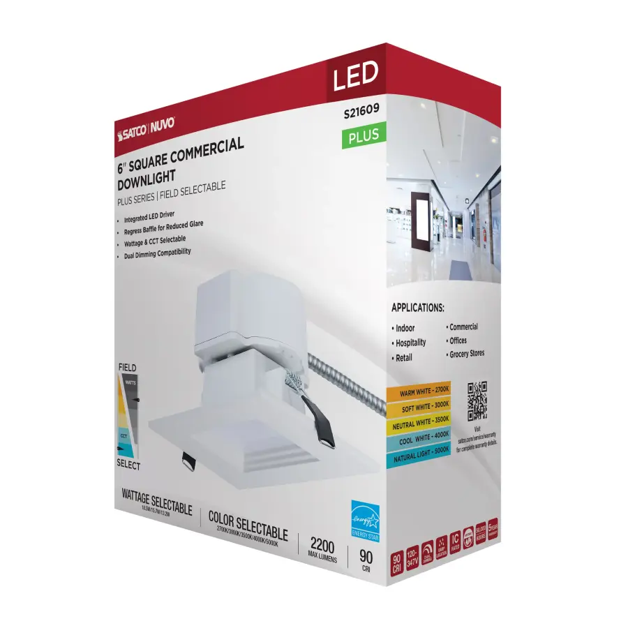 6-Inch Square LED Commercial Downlight - Image 9