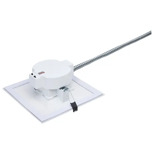 This 8-inch square commercial downlight offers exceptional flexibility with field-selectable wattage and color temperature, 90 CRI for superior color rendering, and dual dimming capability. Perfect for commercial spaces requiring adaptable, energy-efficient lighting. - alternate view