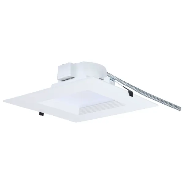 This versatile 10-inch square commercial downlight offers field-selectable wattage and color temperature, 90 CRI for superior color rendering, and dual dimming capability. Perfect for commercial spaces requiring flexible, high-quality lighting.