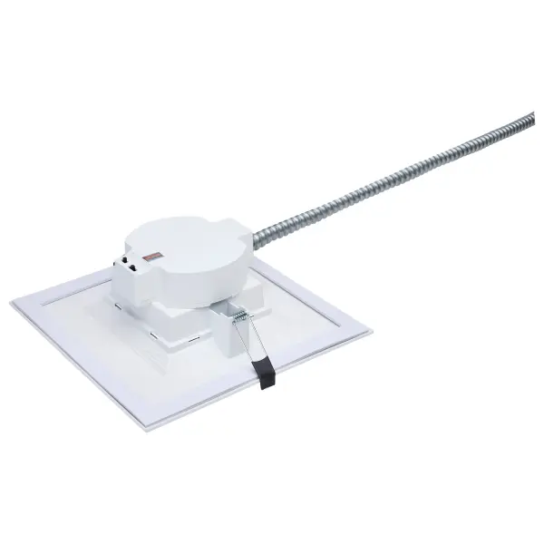 This versatile 10-inch square commercial downlight offers field-selectable wattage and color temperature, 90 CRI for superior color rendering, and dual dimming capability. Perfect for commercial spaces requiring flexible, high-quality lighting. - alternate view