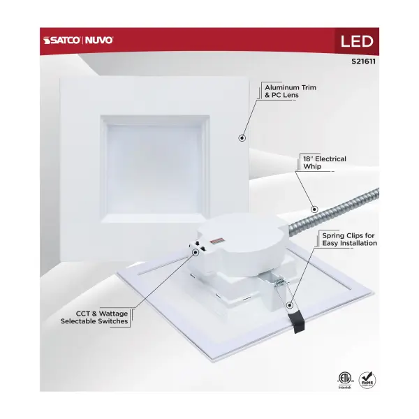 10-Inch Square LED Commercial Downlight - 35W Field Selectable - Image 6