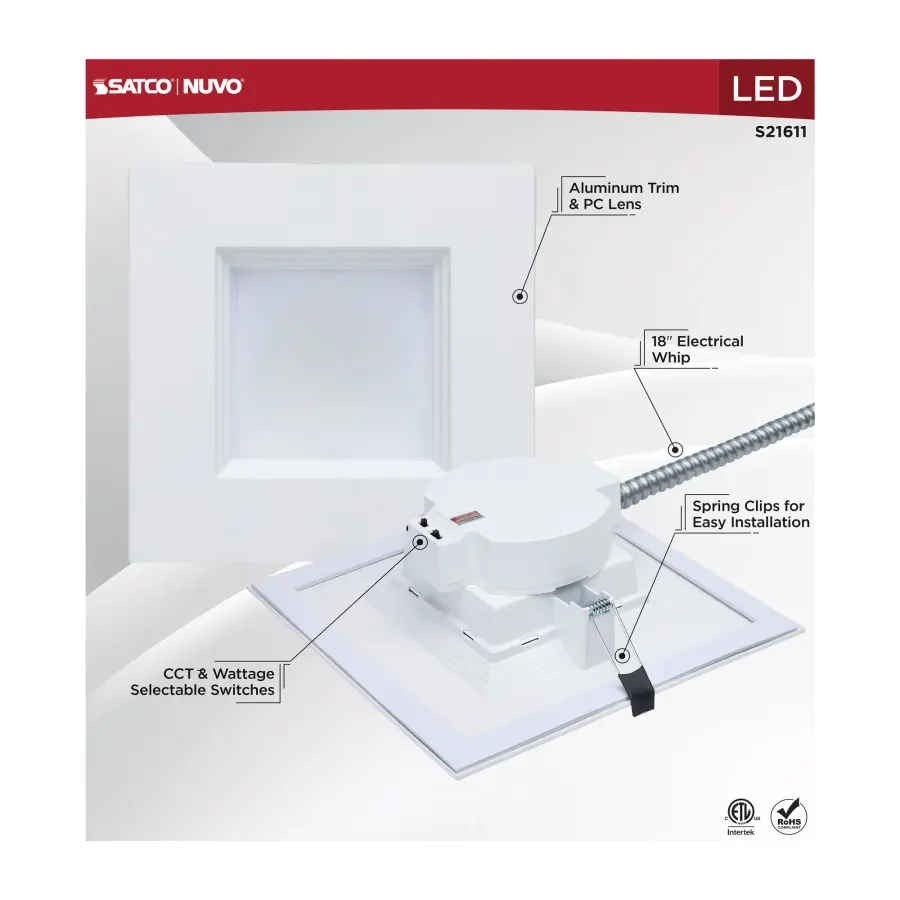 10-Inch Square LED Commercial Downlight - 35W Field Selectable - Image 6
