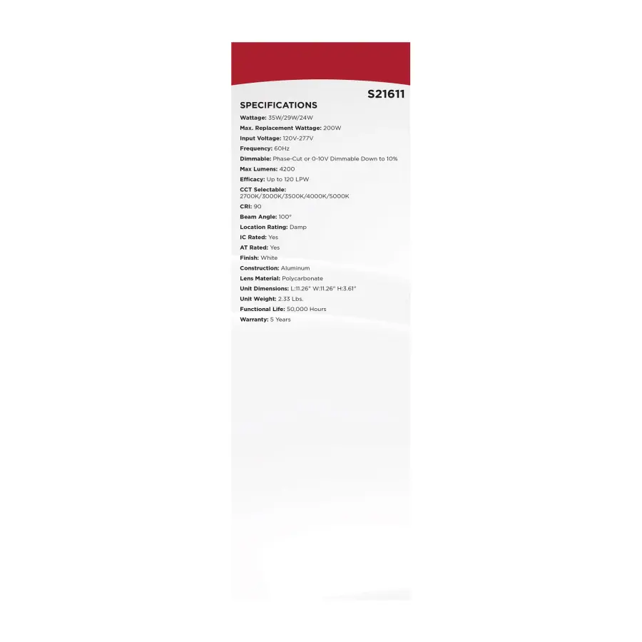 10-Inch Square LED Commercial Downlight - 35W Field Selectable - Image 8