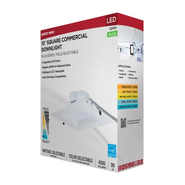 10-Inch Square LED Commercial Downlight - 35W Field Selectable - Image 9