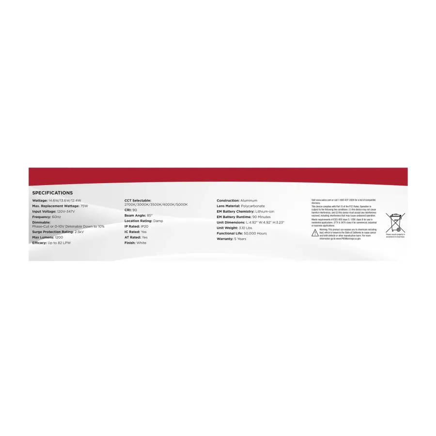 4-Inch Square LED Commercial Downlight with Emergency Backup - Image 13